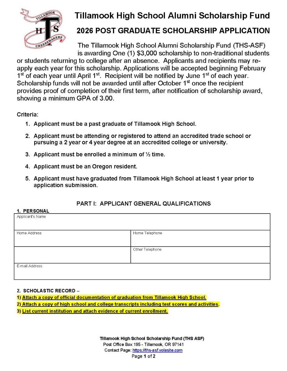 Post Grad Application pg 1