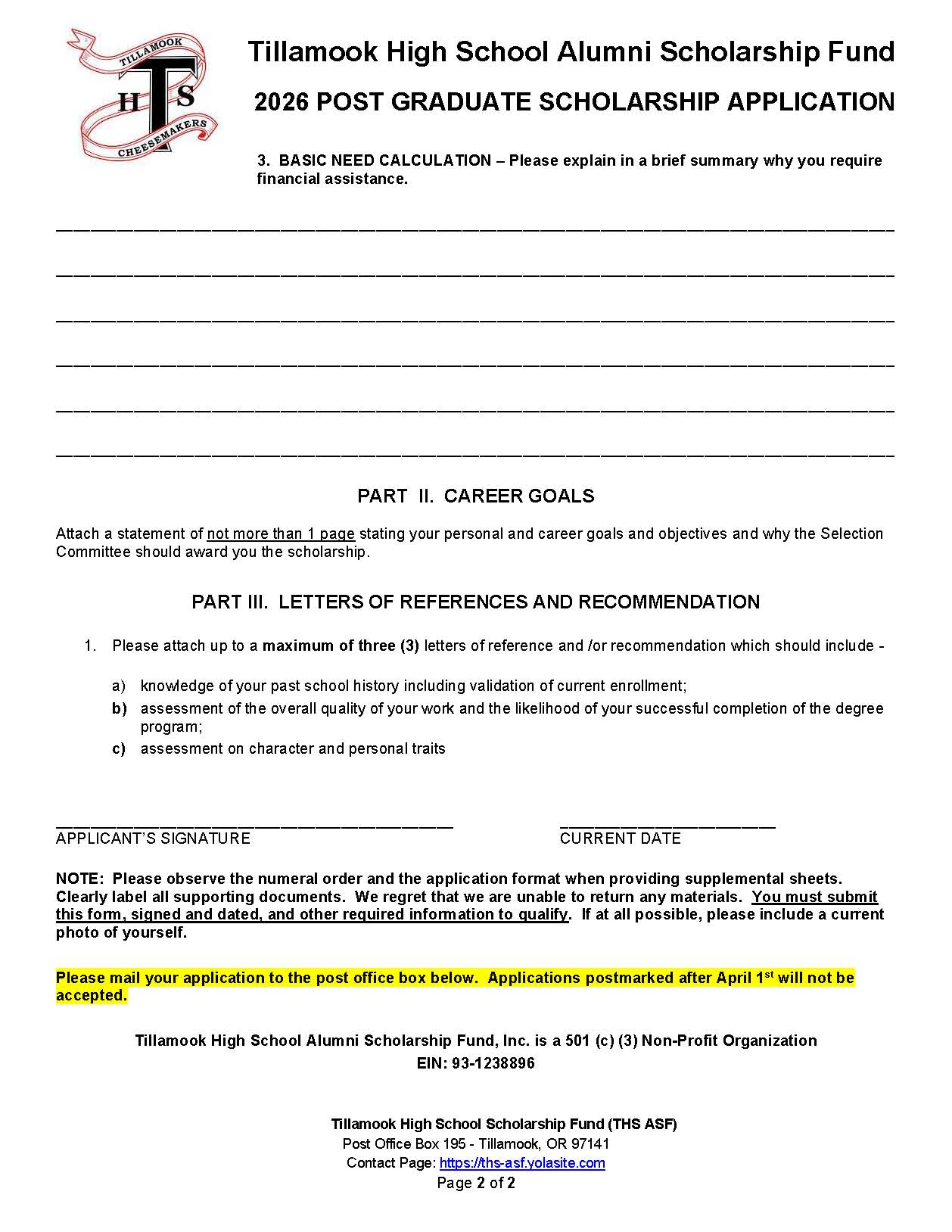 Post Grad Application pg 2